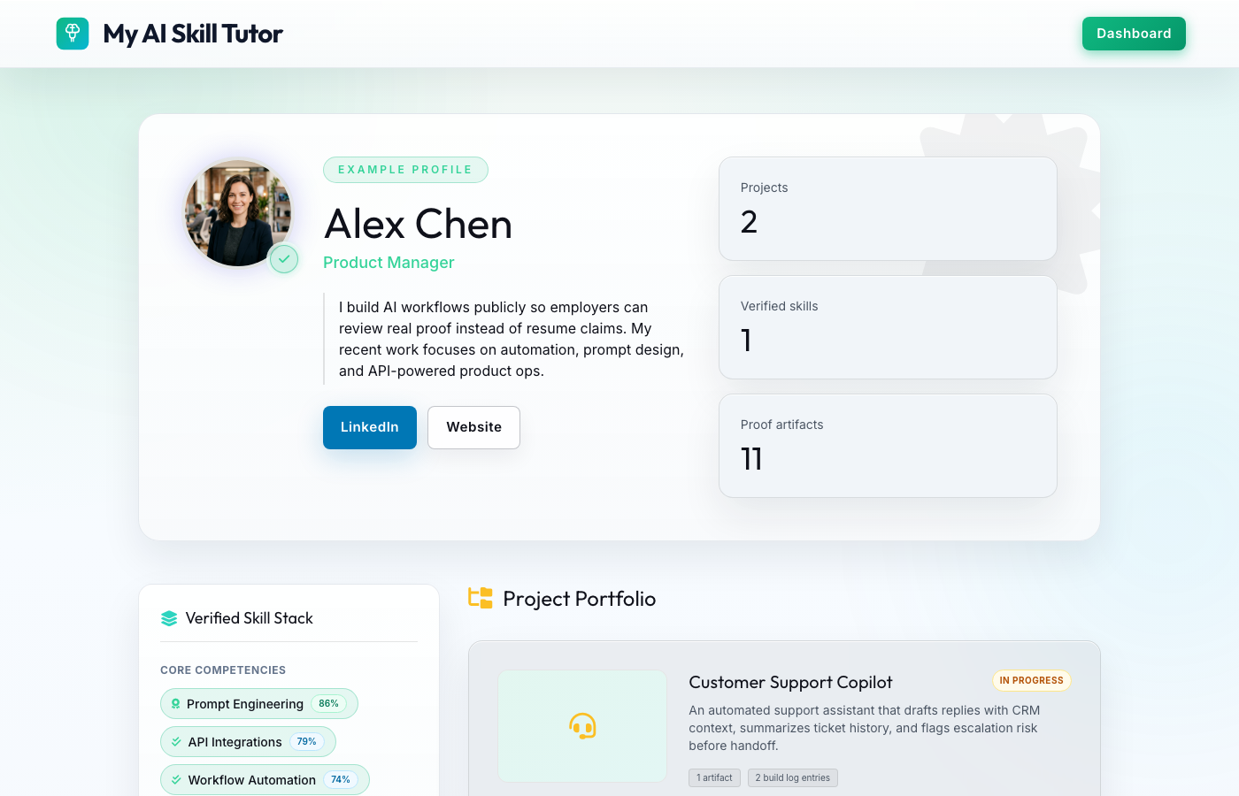 Public profile preview